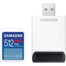 Karta SD Samsung PRO Plus 512GB MB-SD512SB/WW z czytnikiem - UHS-I, U3, V30, Odczyt 180 MB|s, Zapis do 130 MB|s
